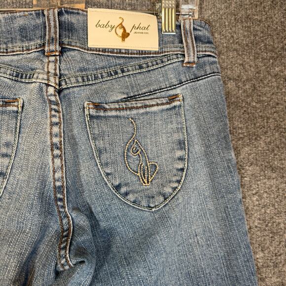 Baby Phat Jeans Womens 28x30 Vintage Flares Rhinestone Cat Y2K Denim Hip Hop - Picture 14 of 14